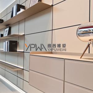 aluminum wall panels, suspended shelves